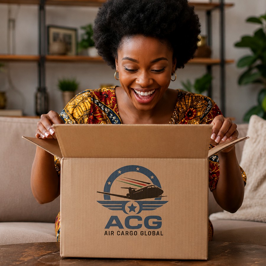 Happy customer opening an ACG package